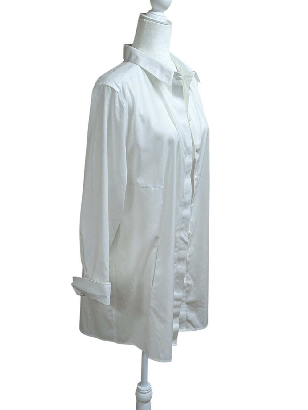 Chicos White Tunic Length Button Front Side Pocket Top Size 3 16/XL - Picture 3 of 12